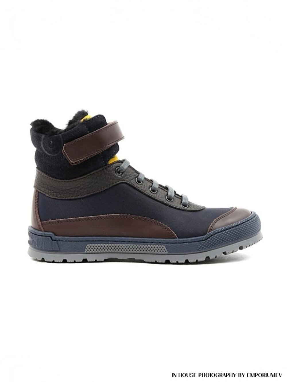 NIB Dolce and Gabbana Brown Blue Leather Boy's 2 US EUR 33 High Top Sneakers